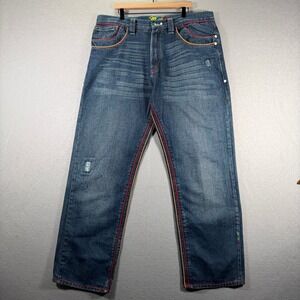 Vintage Coogi Mens Jeans‎ Blue Embroidered Logo Relaxed Fit Size 34 Streetwear